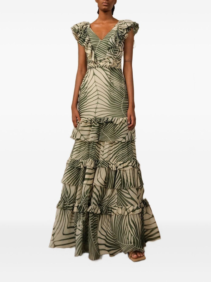 ANDRES OTALORA Mesay leaf-print ruffled maxi dress outlook