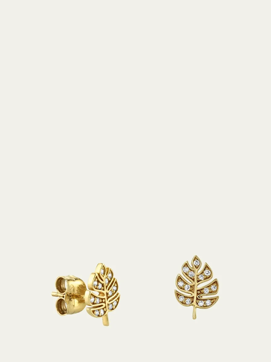 14K Tiny Monstera Leaf Stud Earring, Single - 1