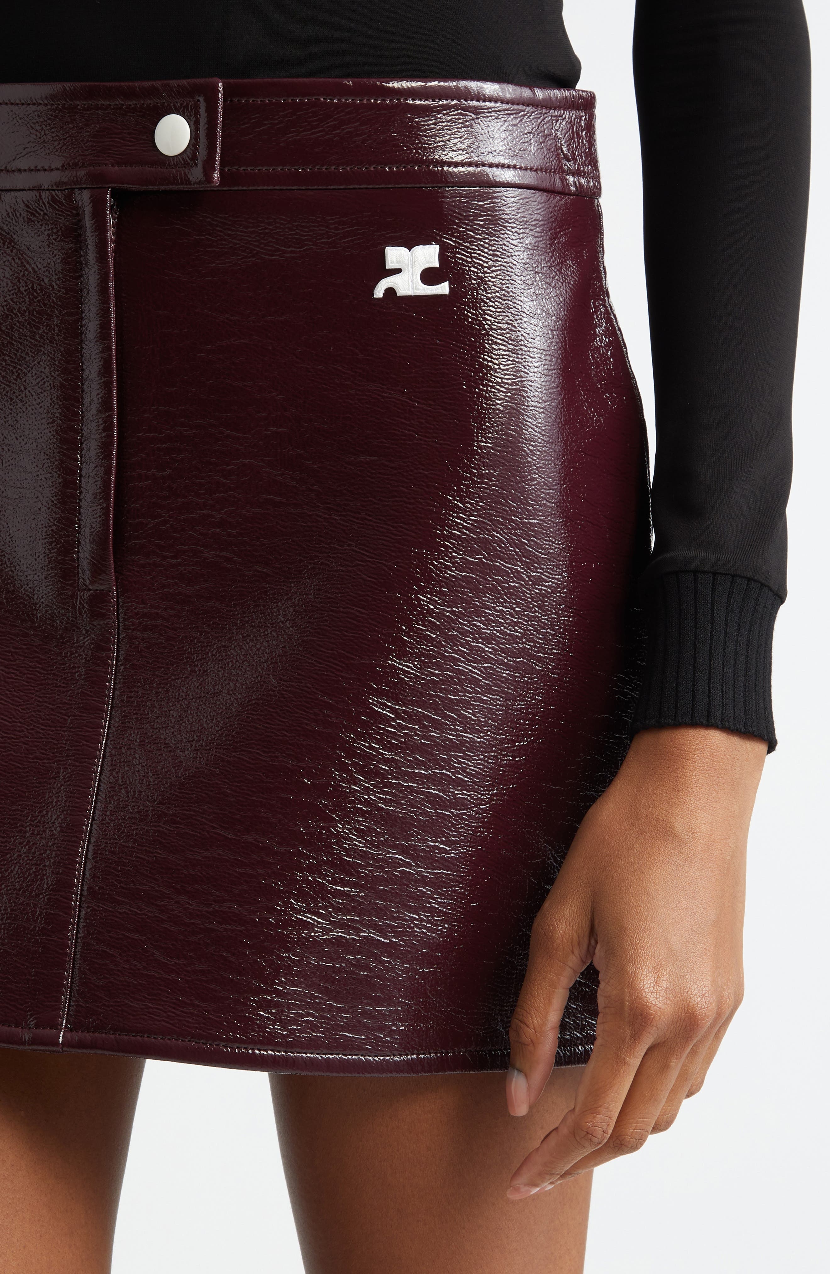 Courrèges Reedition Faux Leather Miniskirt in Burgundy at Nordstrom - 5