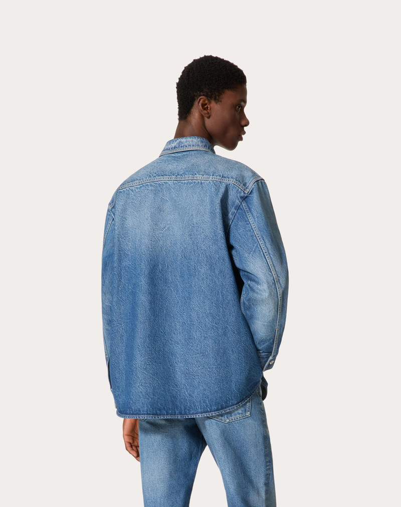 DENIM SHIRT WITH METALLIC V DETAIL 4