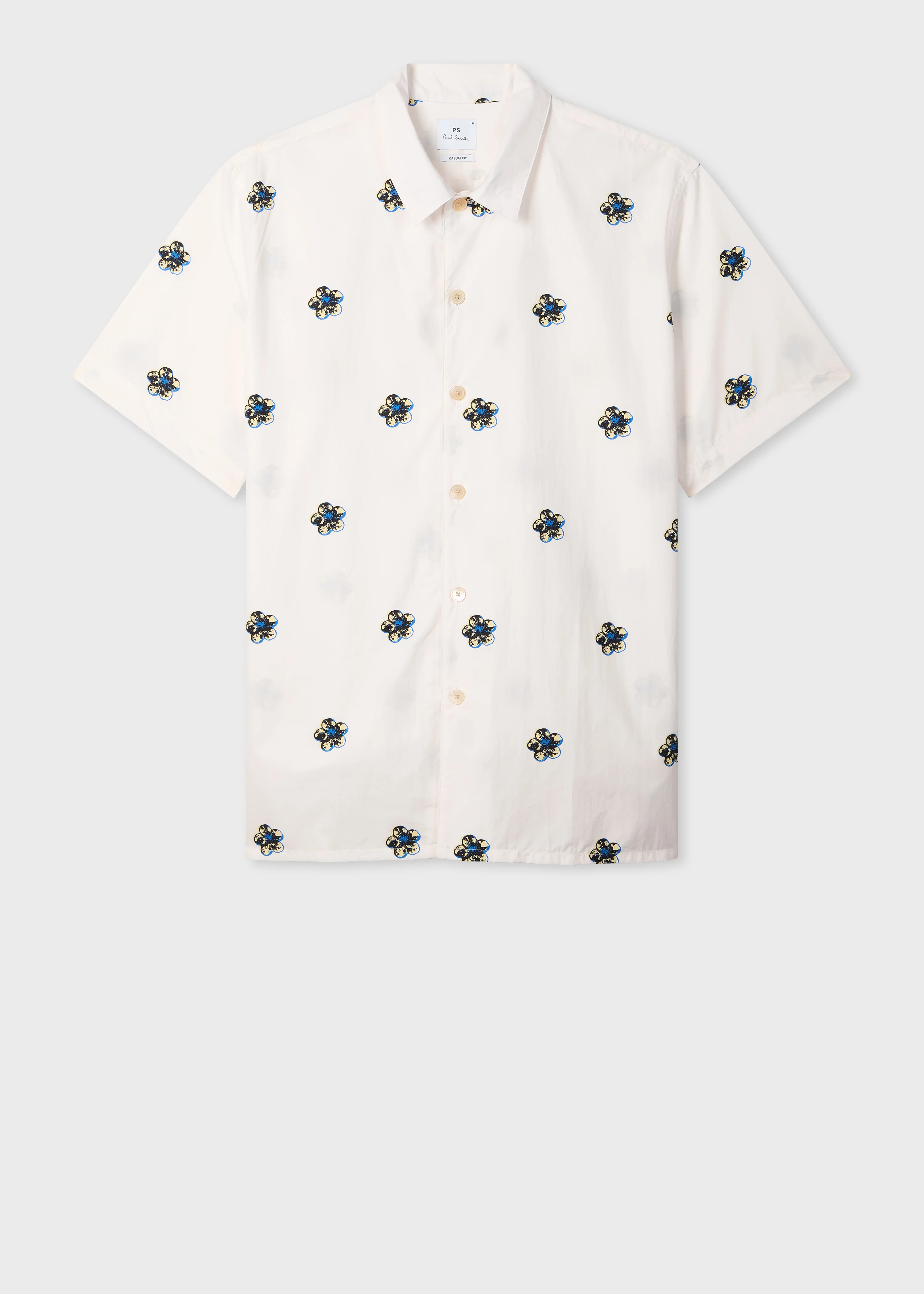 White 'Zine Floral' Print Cotton Shirt - 1
