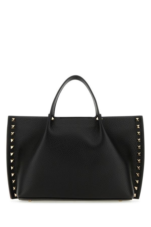 Black leather Rockstud handbag - 3