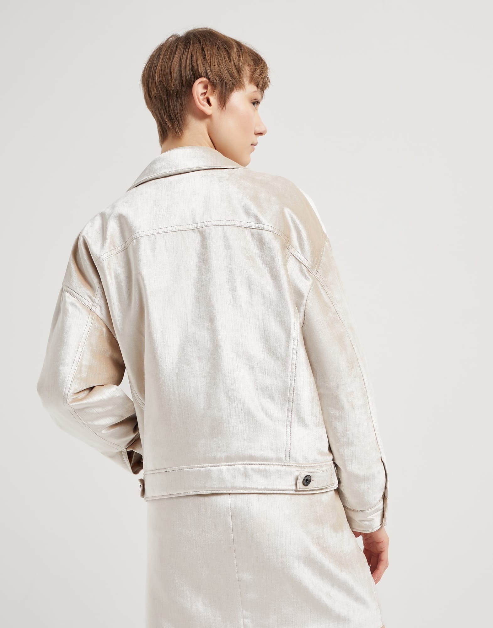 Cotton and viscose sleek velvet four-pocket jacket with Thermore® padding and shiny tab - 2