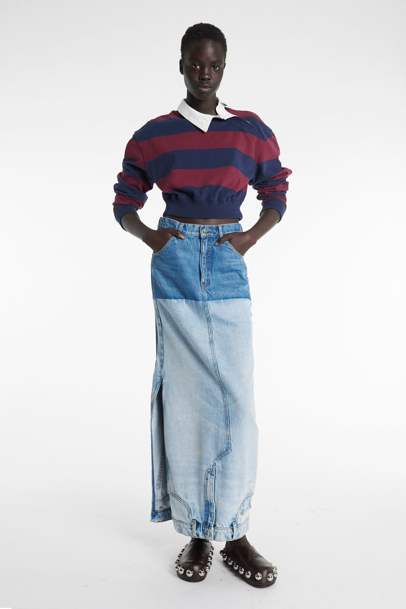 RECYCLED DENIM MIRROR EFFECT SKIRT BLUE 1