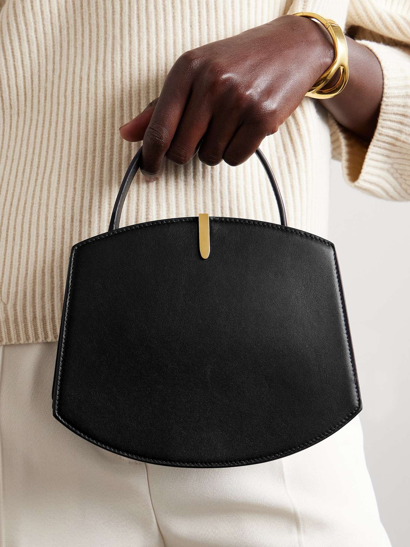 Florence mini embellished leather tote Black - 2