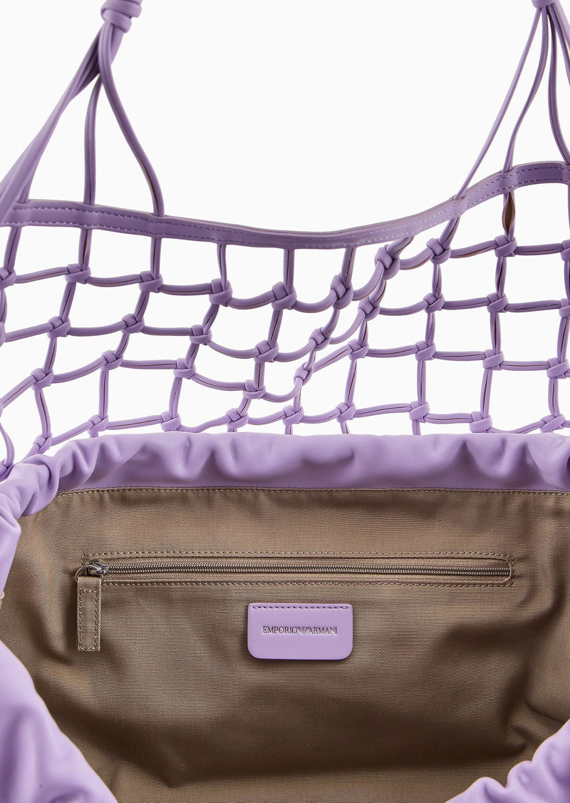 Oversized nappa leather-effect woven shopper bag 4