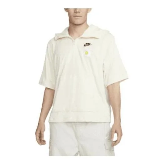 Men's Nike Sportswear Back Large Logo Half Zipper Short Sleeve White DM5063-113 - 1