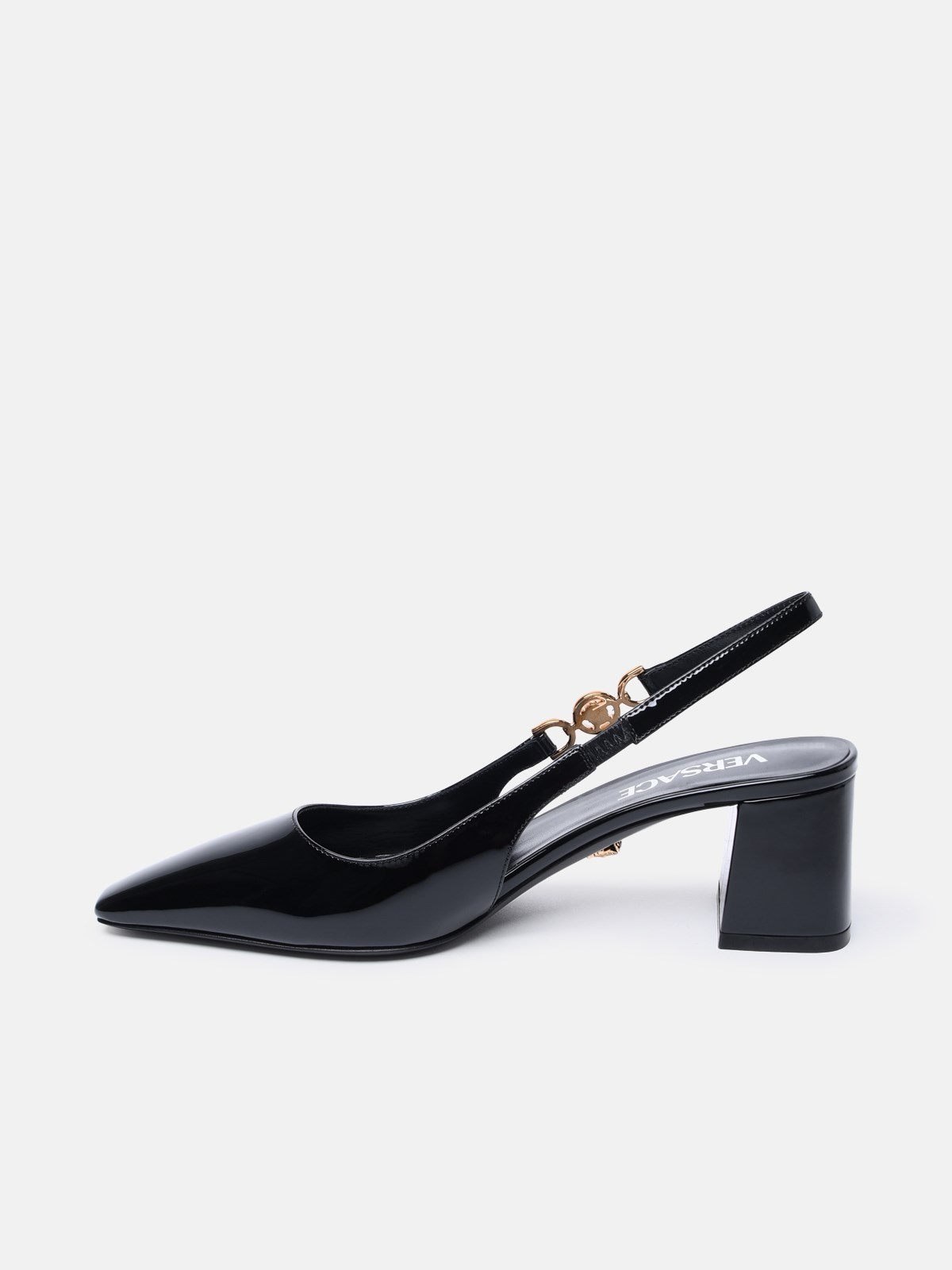 BLACK PATENT LEATHER SLING BACK - 3