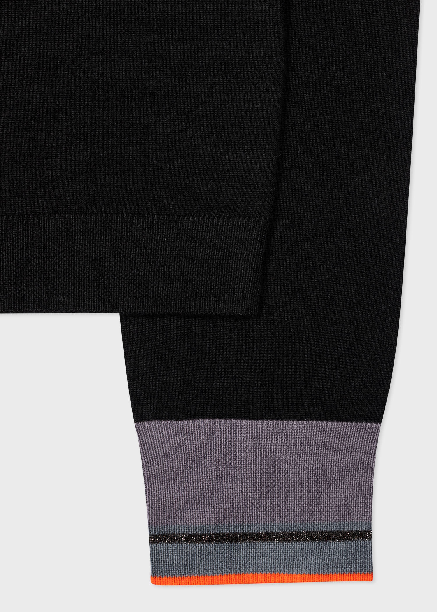 Wool Sweater With Metallic Cuff - 2
