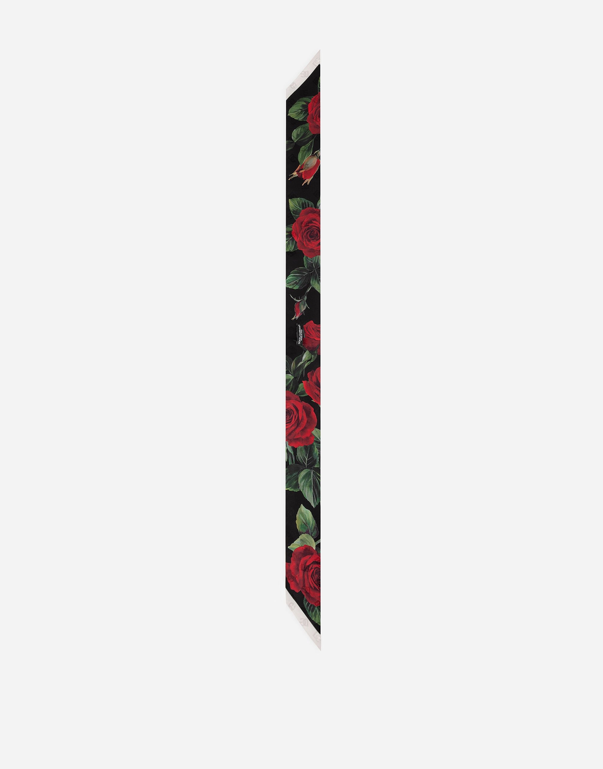 Jacquard twill headscarf with DG log and rose print (6x100) - 2