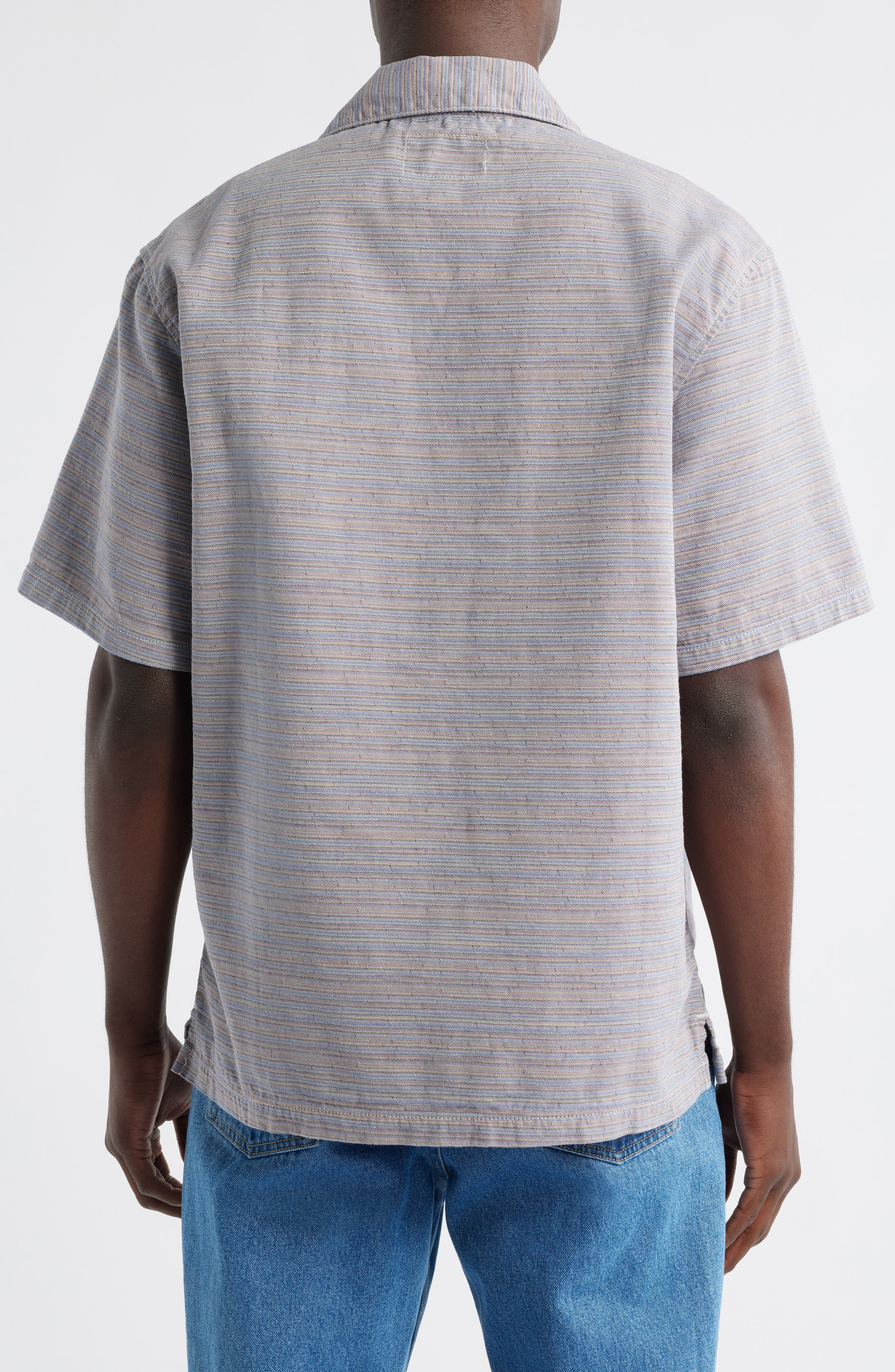 Carhartt Work In Progress Gellar Short Sleeve Cotton Jacquard Camp Shirt in Gellar Stripe Multicolor - 3