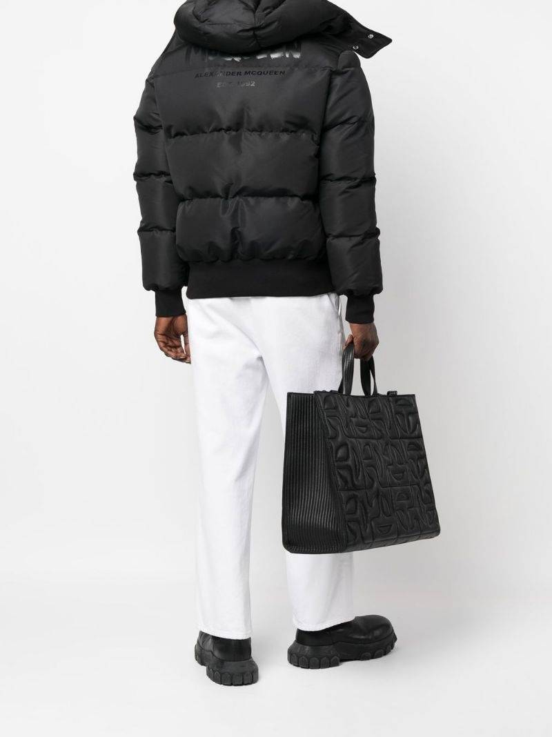 Alexander McQueen graffiti logo-print puffer jacket outlook