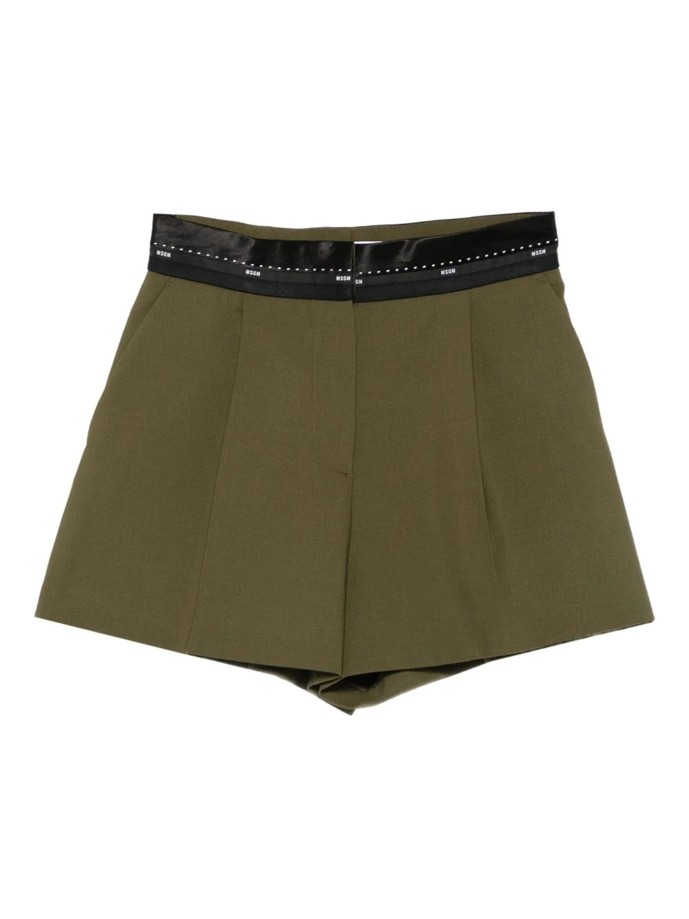 pleated-panel ribbon-trimmed shorts - 1