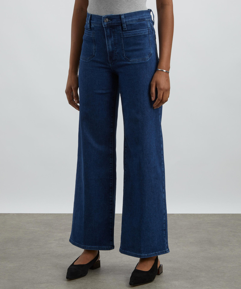 FRAME Le Slim Palazzo Modernist Pocket Wide Leg Jeans in Loner outlook