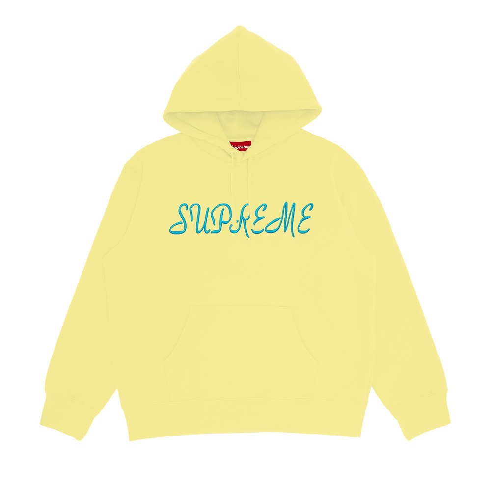 Supreme Script Hooded Sweatshirt 'Light Yellow' - 1