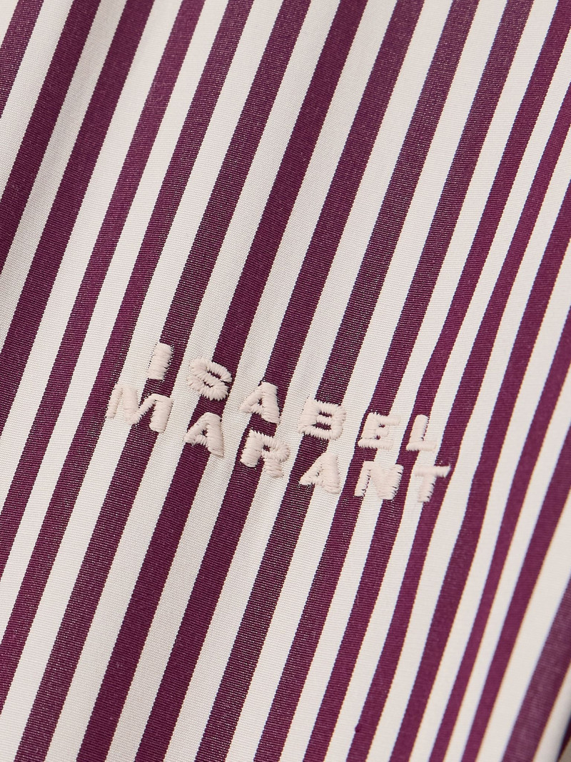 Fabriza embroidered striped cotton-poplin shirt Burgundy 5