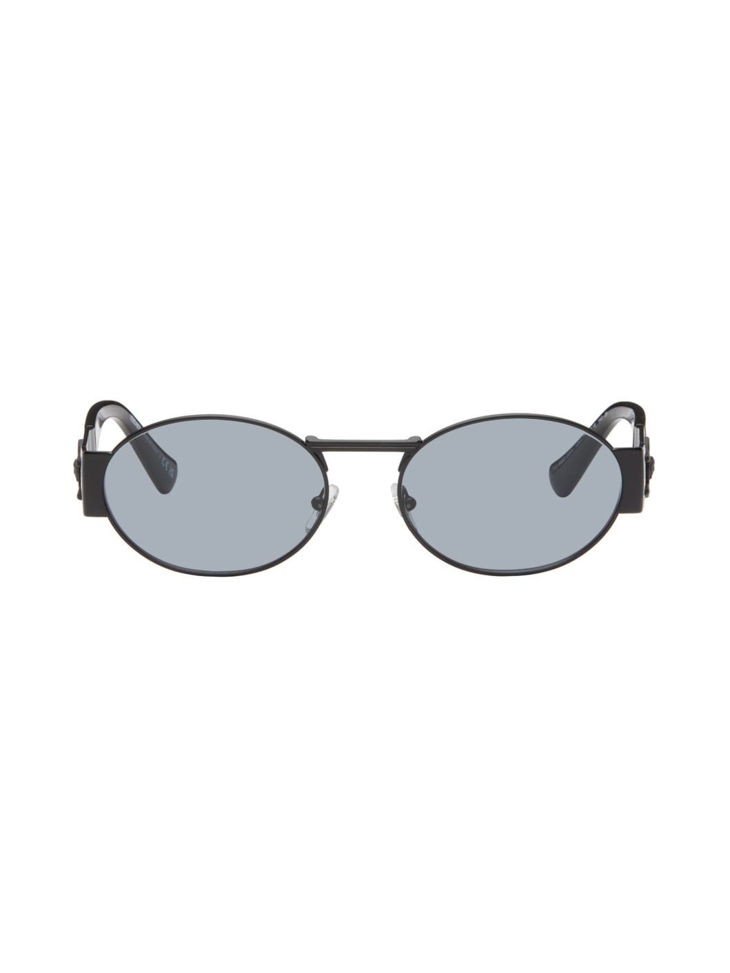 Black Medusa Deco Oval Sunglasses - 1