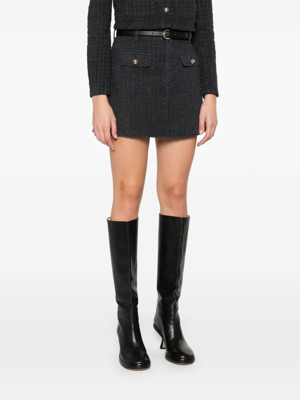 textured denim mini skirt - 3