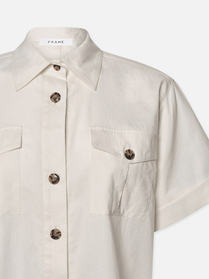 Patch Pocket Utility Shirt in Cream 2