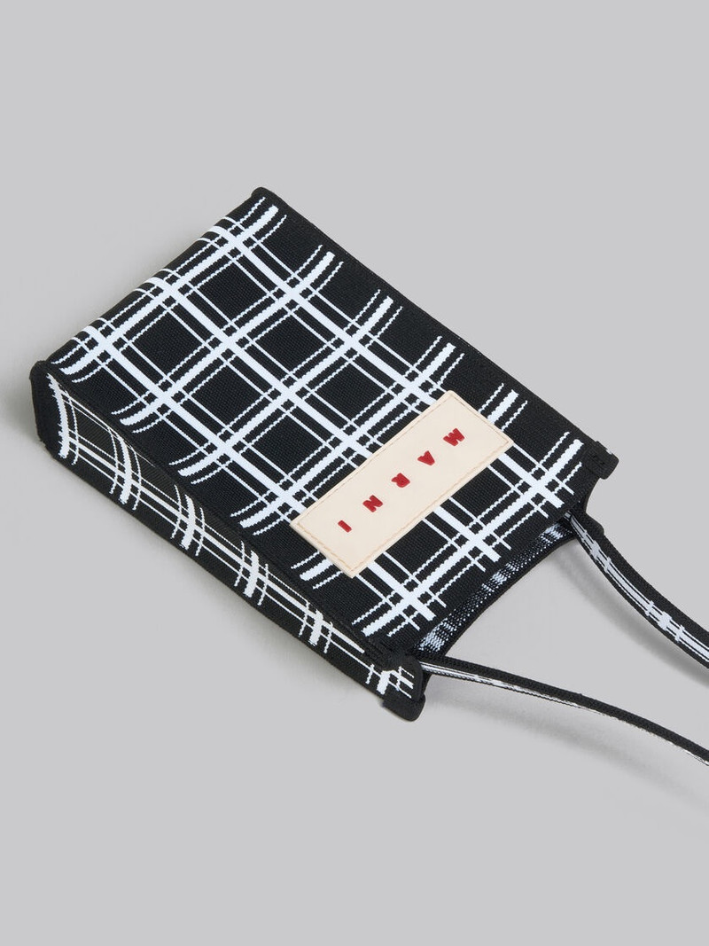 BLACK AND WHITE JACQUARD CHECK MINI SHOULDER BAG 5