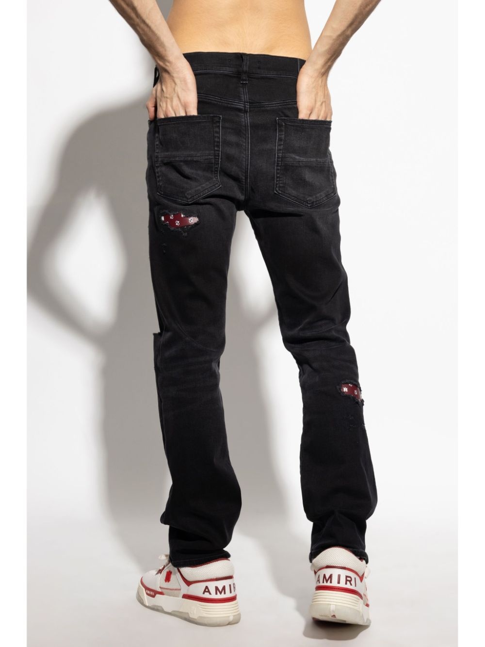 distressed bandana-detail jeans - 4