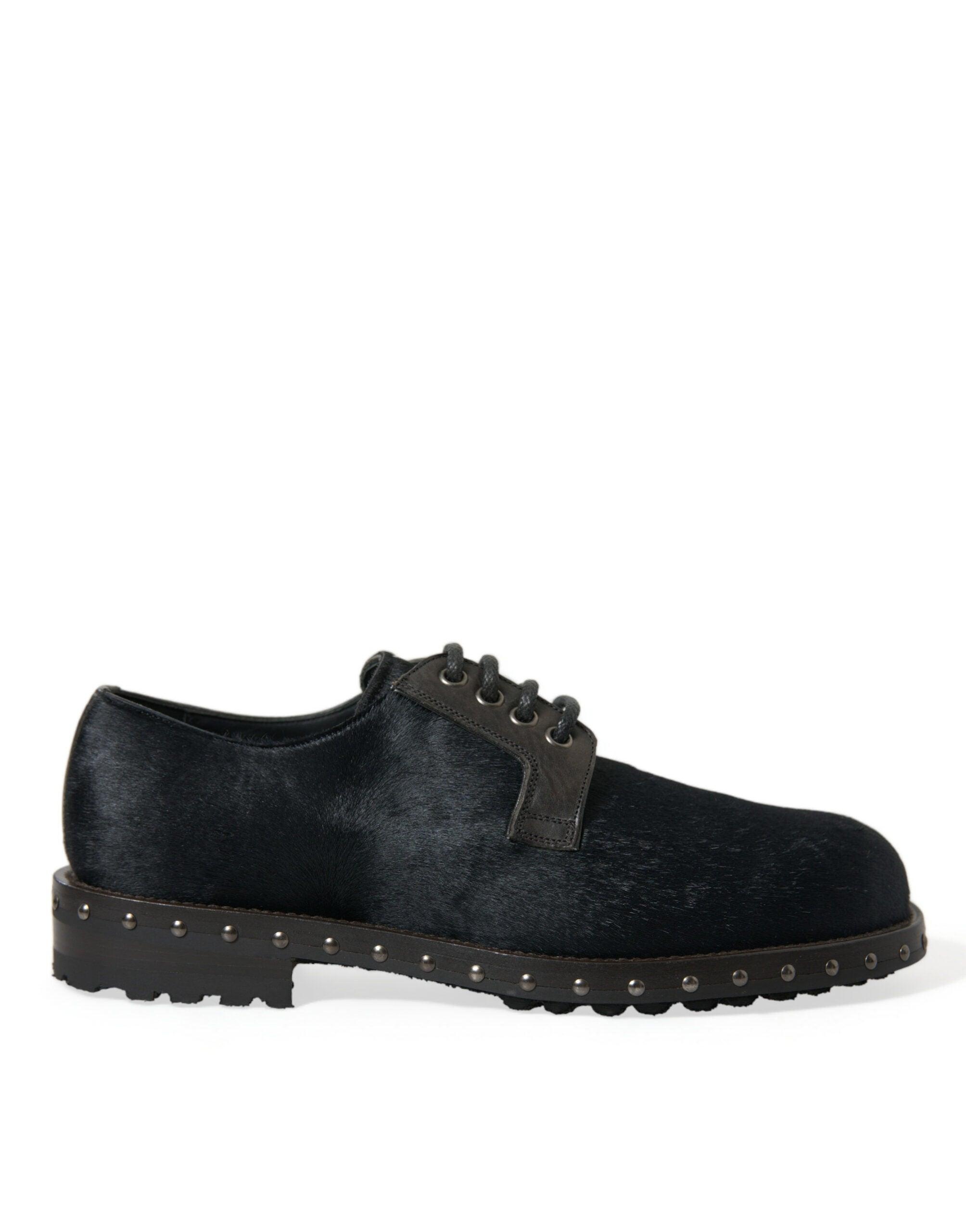Dolce & Gabbana Black Stable Fur Derby SAN PIETRO Dress Shoes - 1