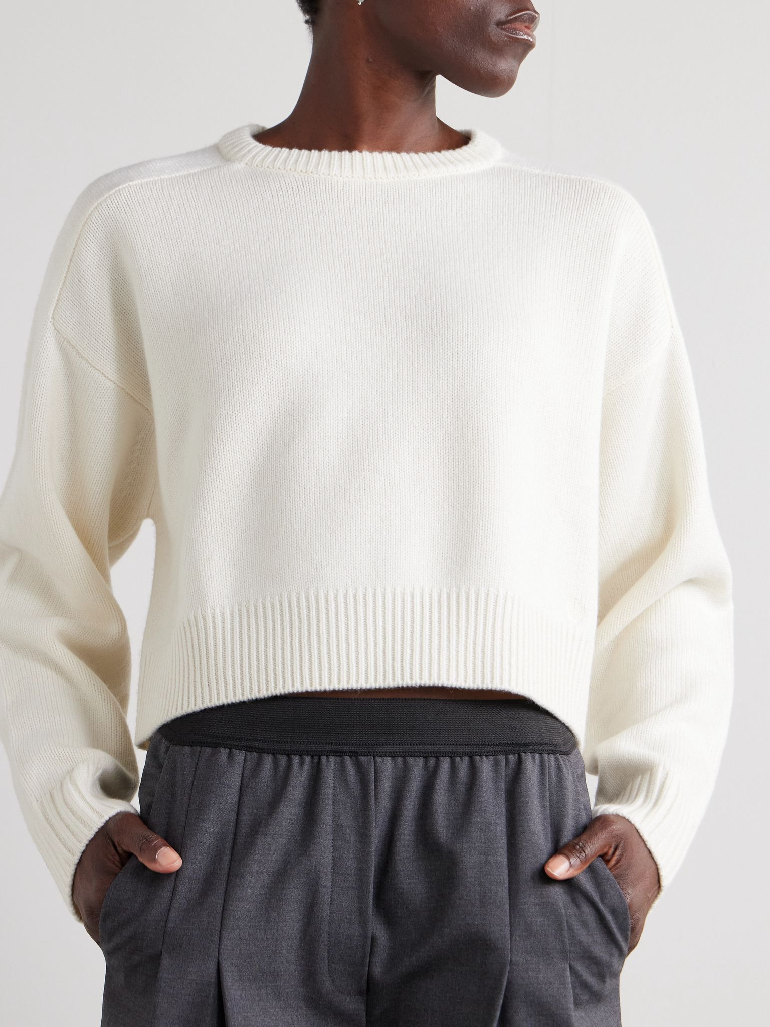 Bruzzi cropped wool and cashmere-blend sweater Ivory - 3