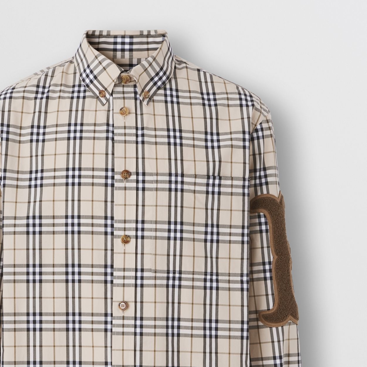 Letter Graphic Check Cotton Poplin Shirt - 8