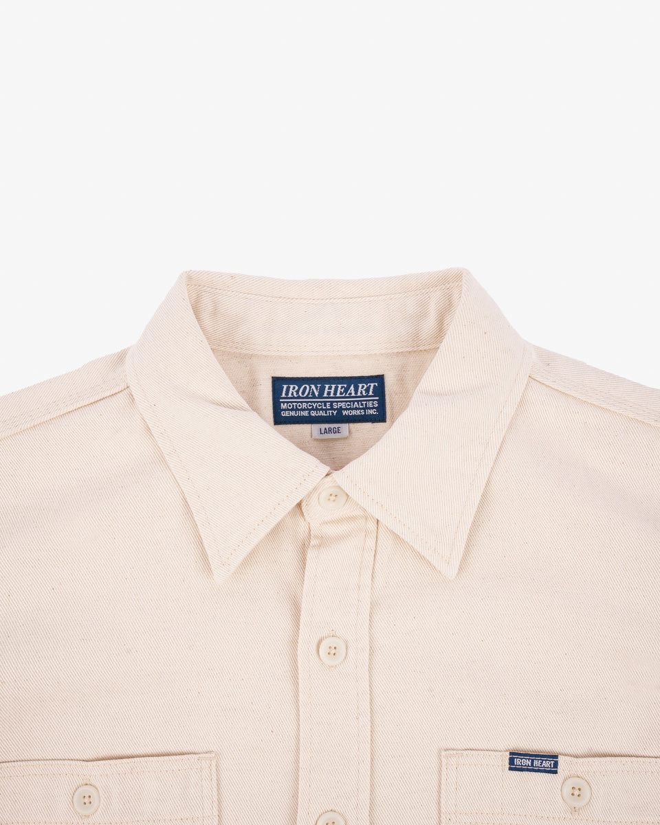 IHSH-414-WHT 9oz Cotton Linen Work Shirt - Off White - 5