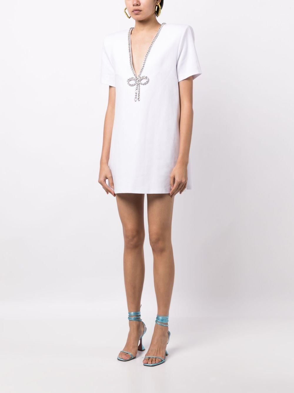 crystal-embellished V-neck minidress - 3