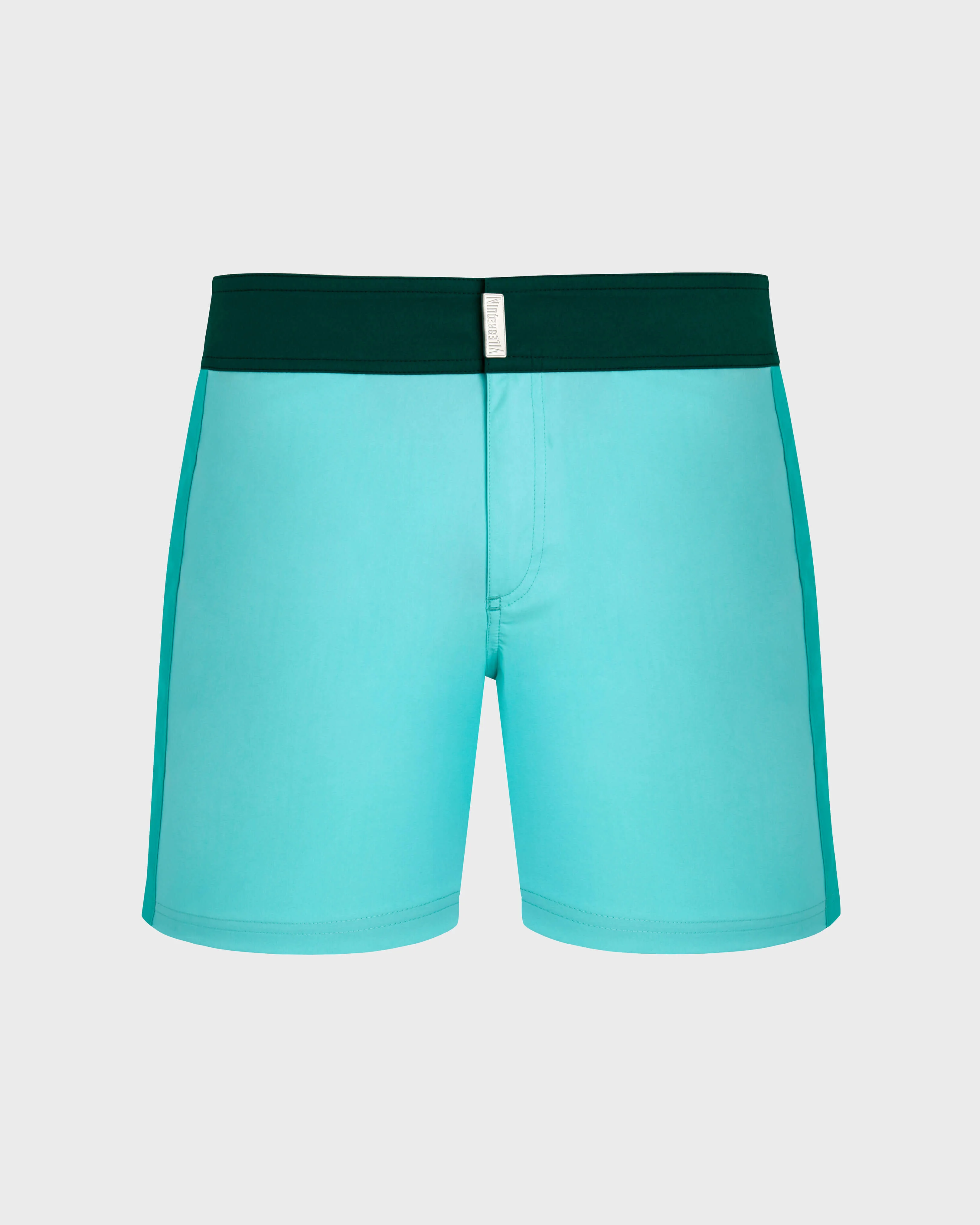 MEN STRETCH SWIM TRUNKS FLAT BELT COLOR BLOCK - 1