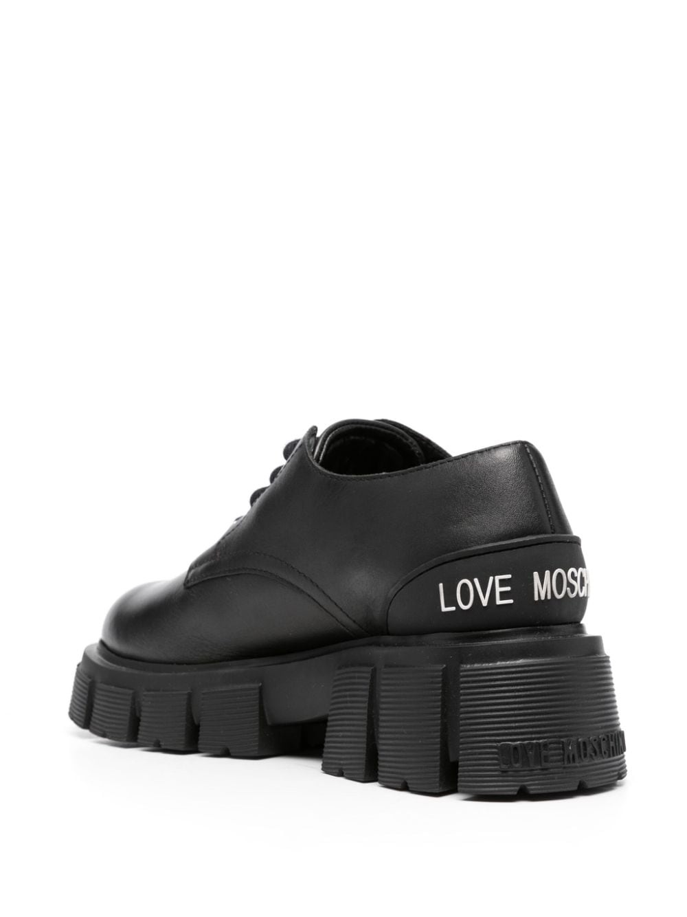 logo-raised detail leather Derby shoes - 3