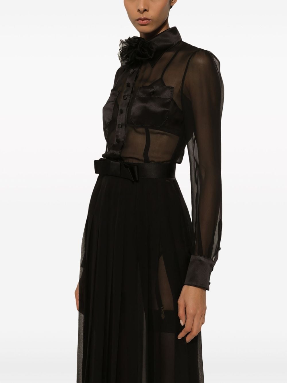 floral-appliquÃ© silk-blend dress - 5