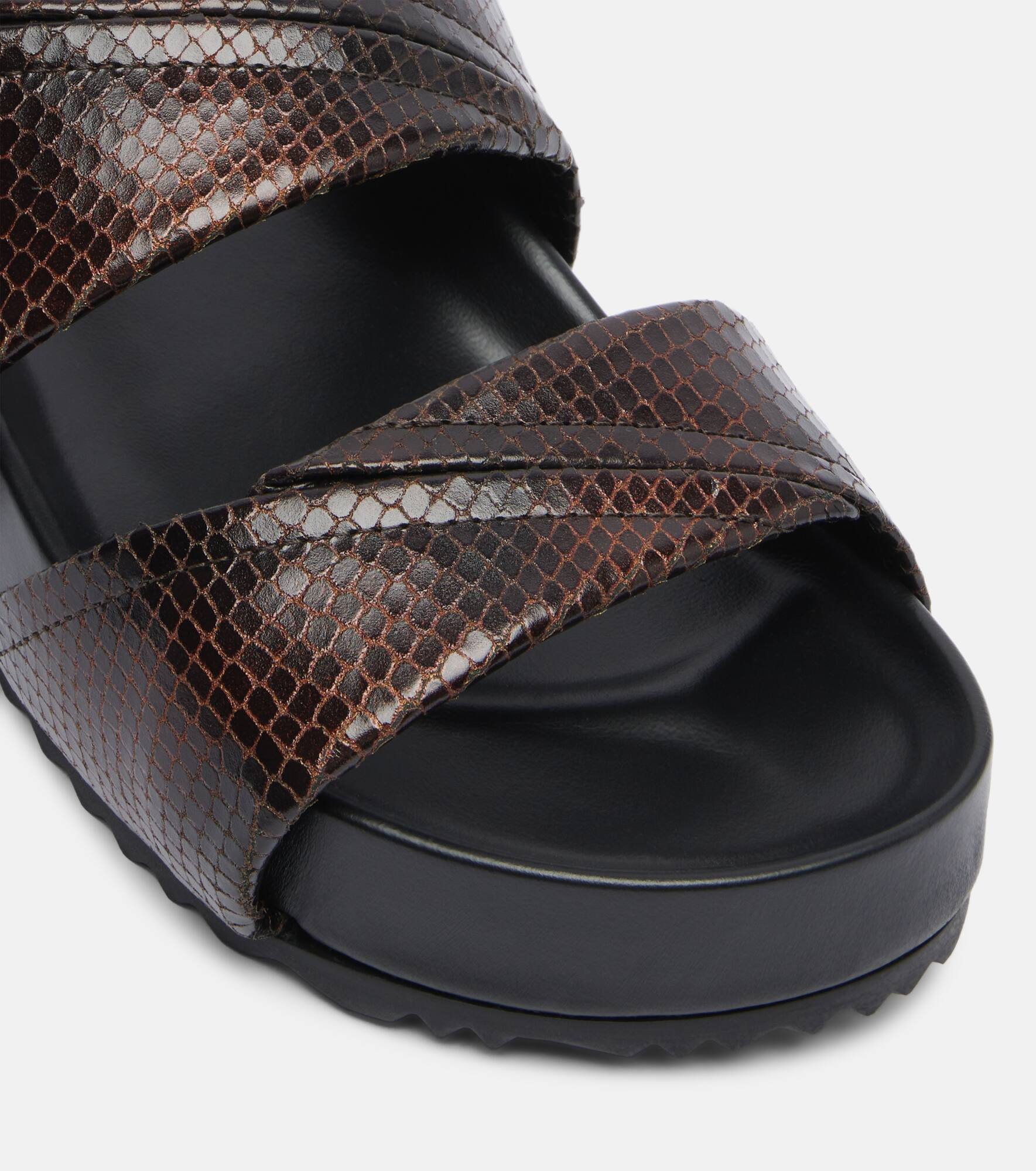 Leather platform sandals - 5