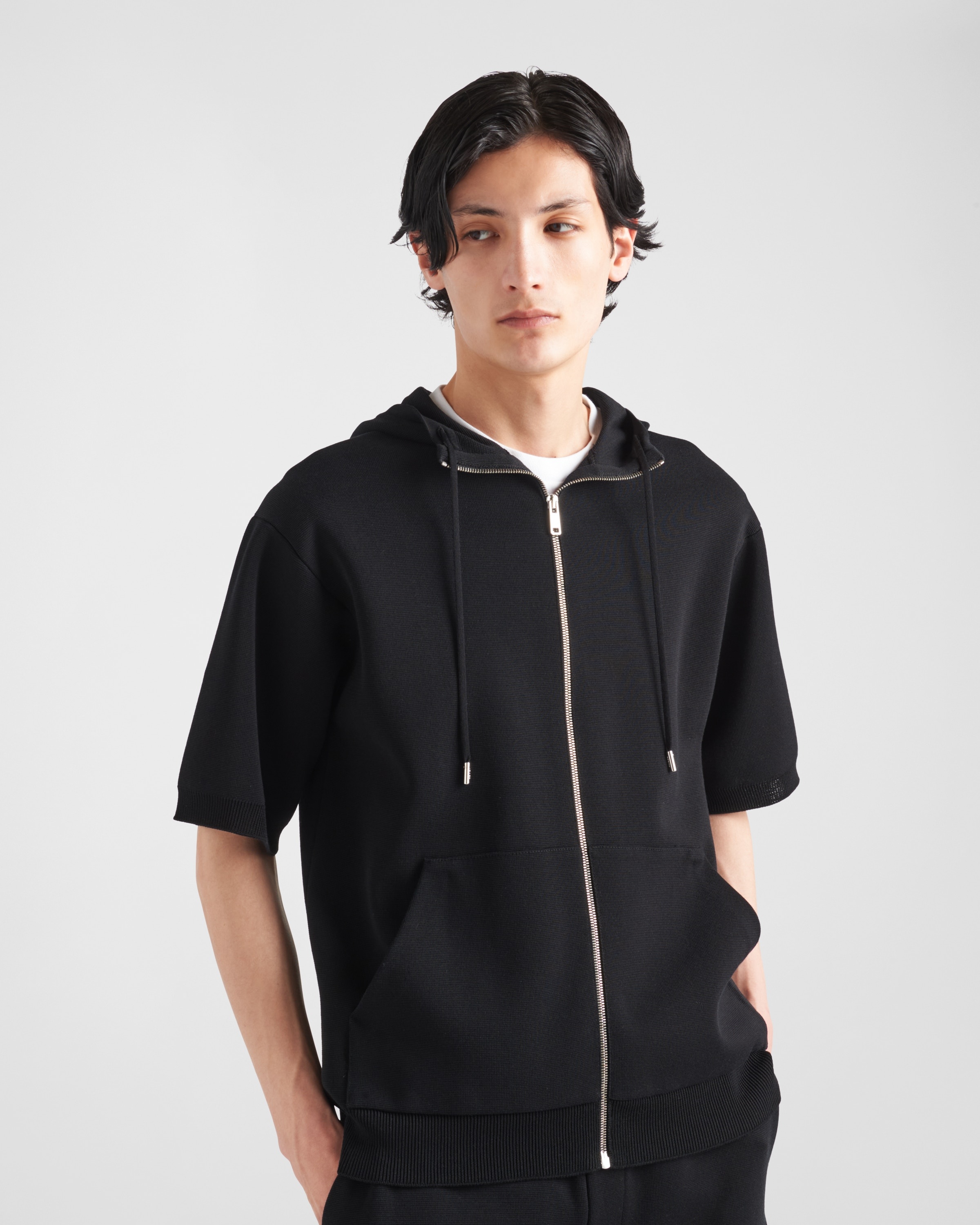 Cotton and viscose knit hoodie - 3