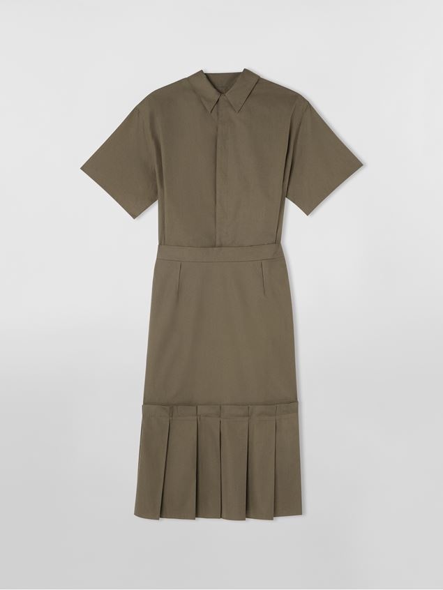 CHEMISIER COTTON POPLIN DRESS WITH PLEATED BOTTOM - 1