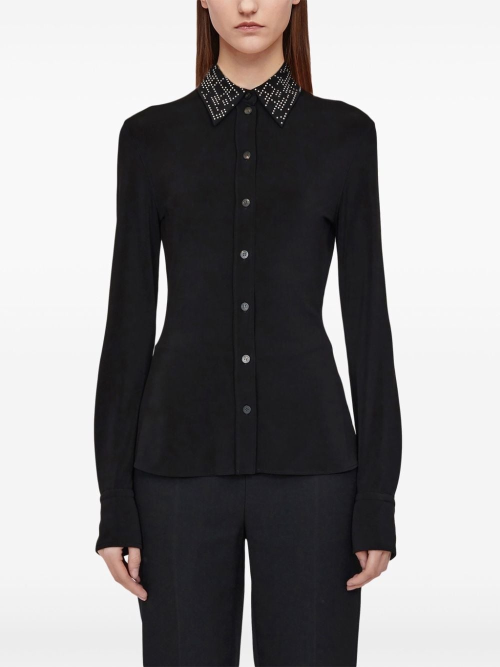 studded-collar jersey shirt - 2