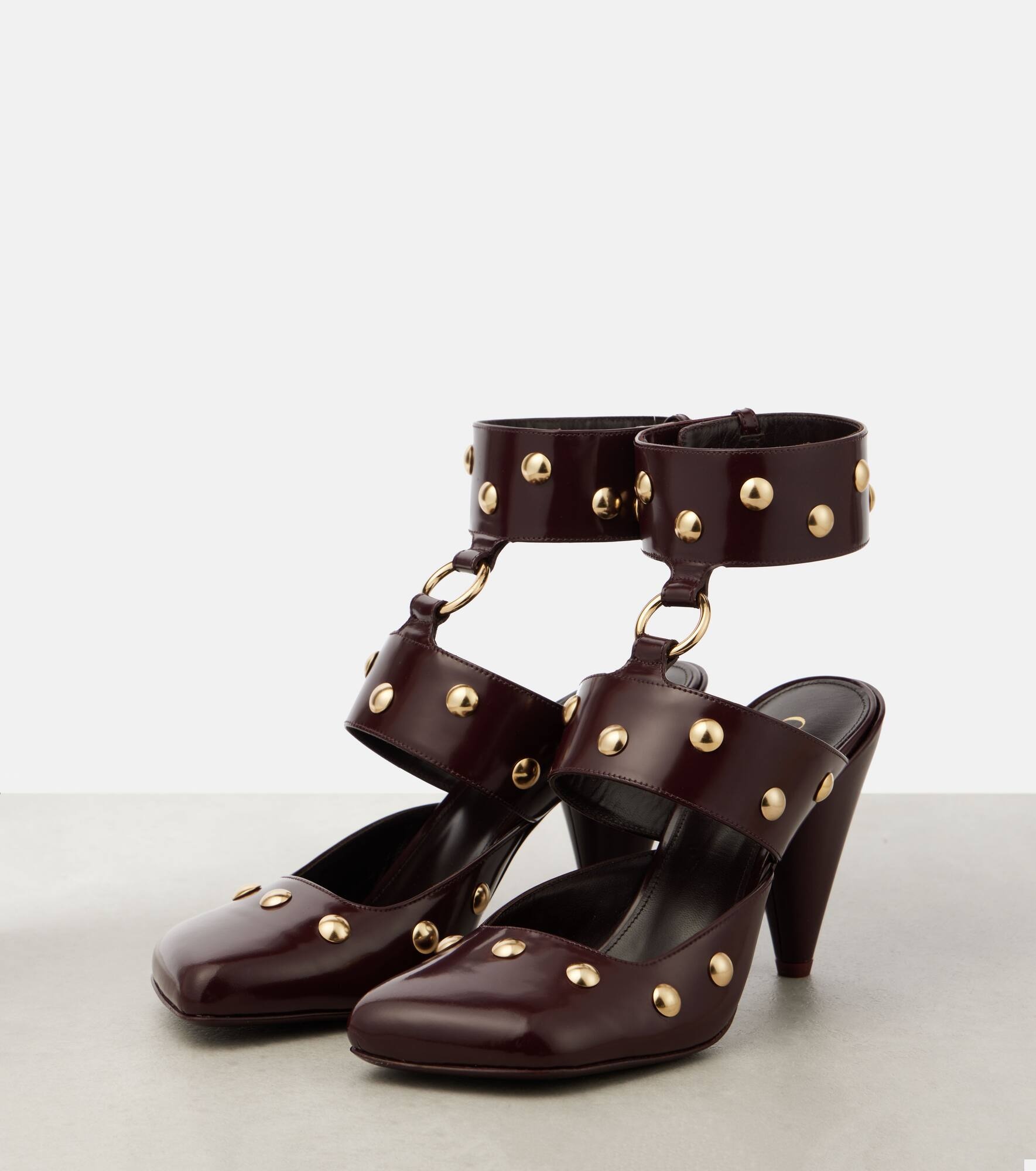 Jade studded leather pumps - 3