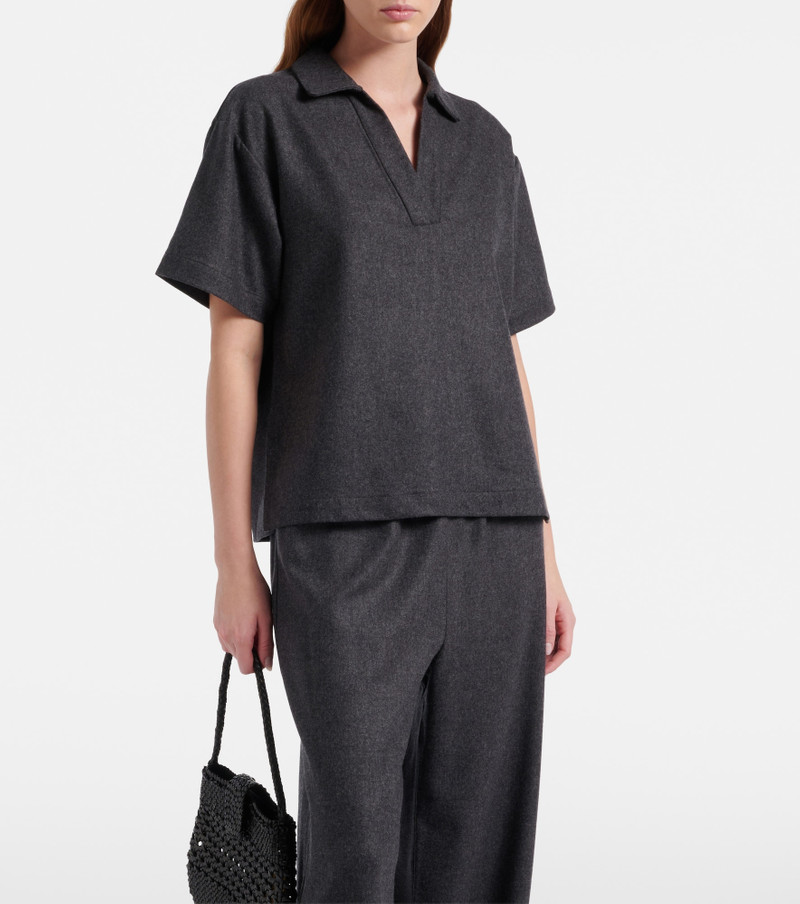 ASCENO Modena wool and cashmere flannel polo shirt outlook