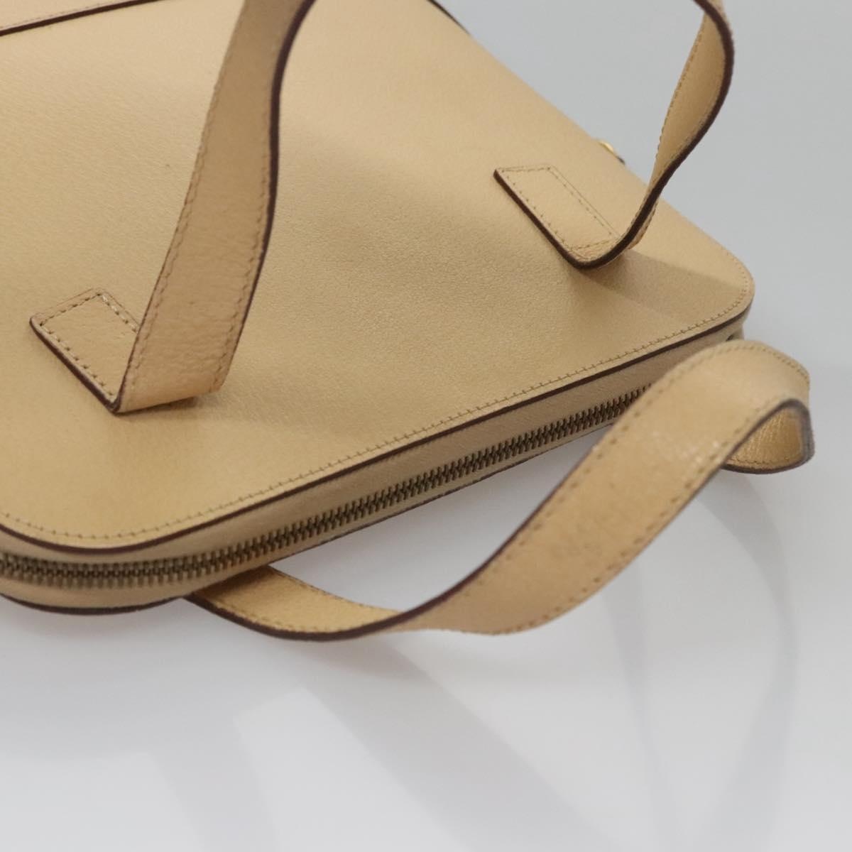 CELINE Hand Bag Leather Beige Gold - 6