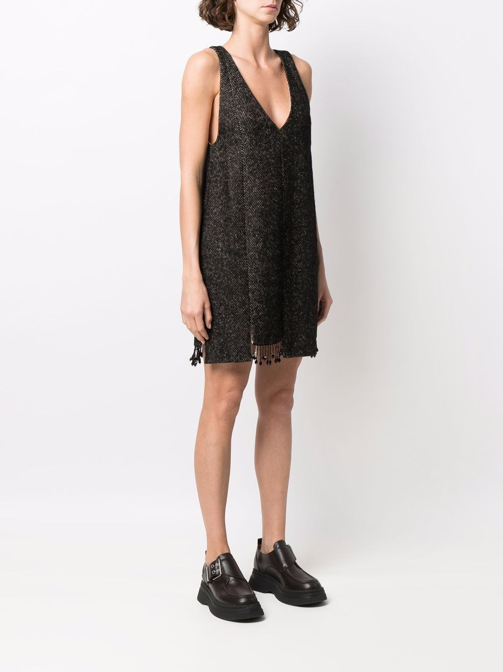 beaded step-hem shift dress - 3
