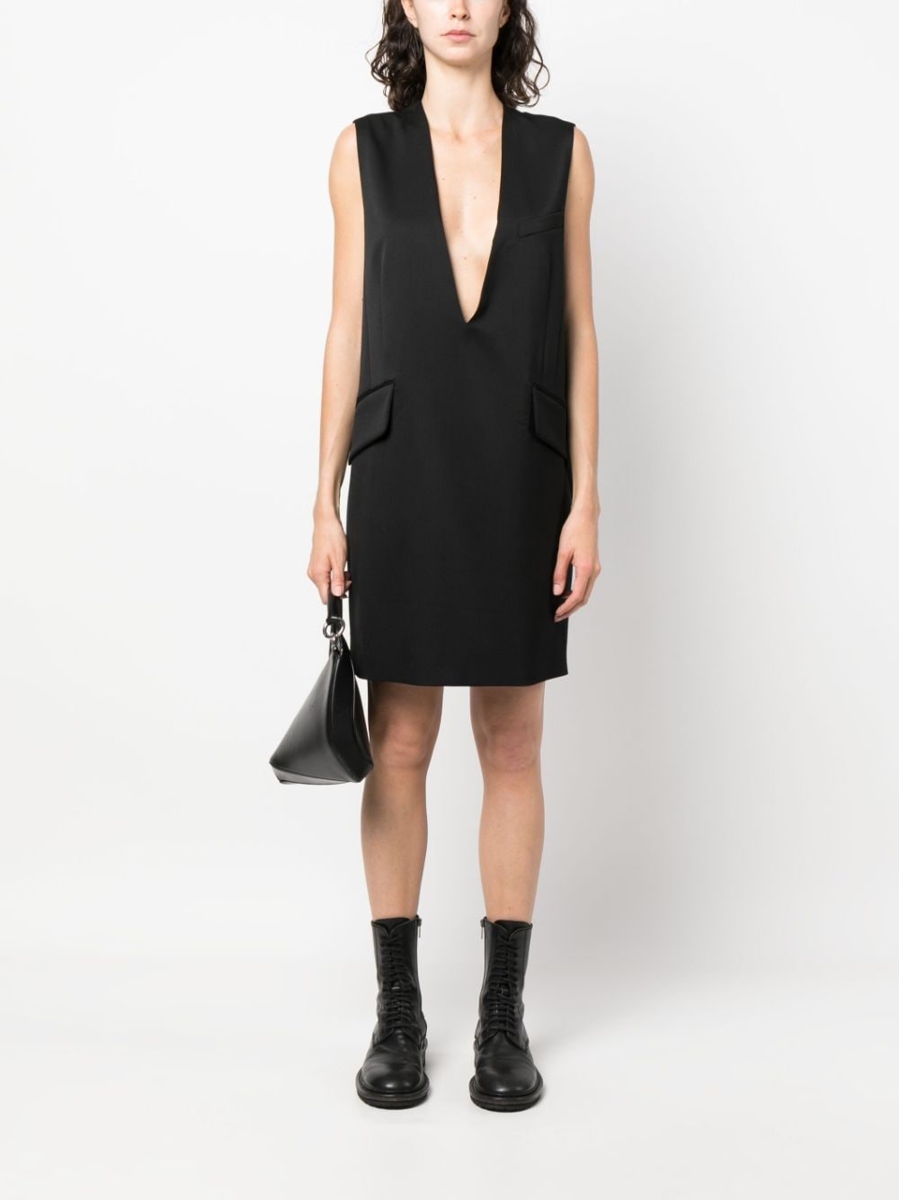 V-neck sleeveless short dress - 2