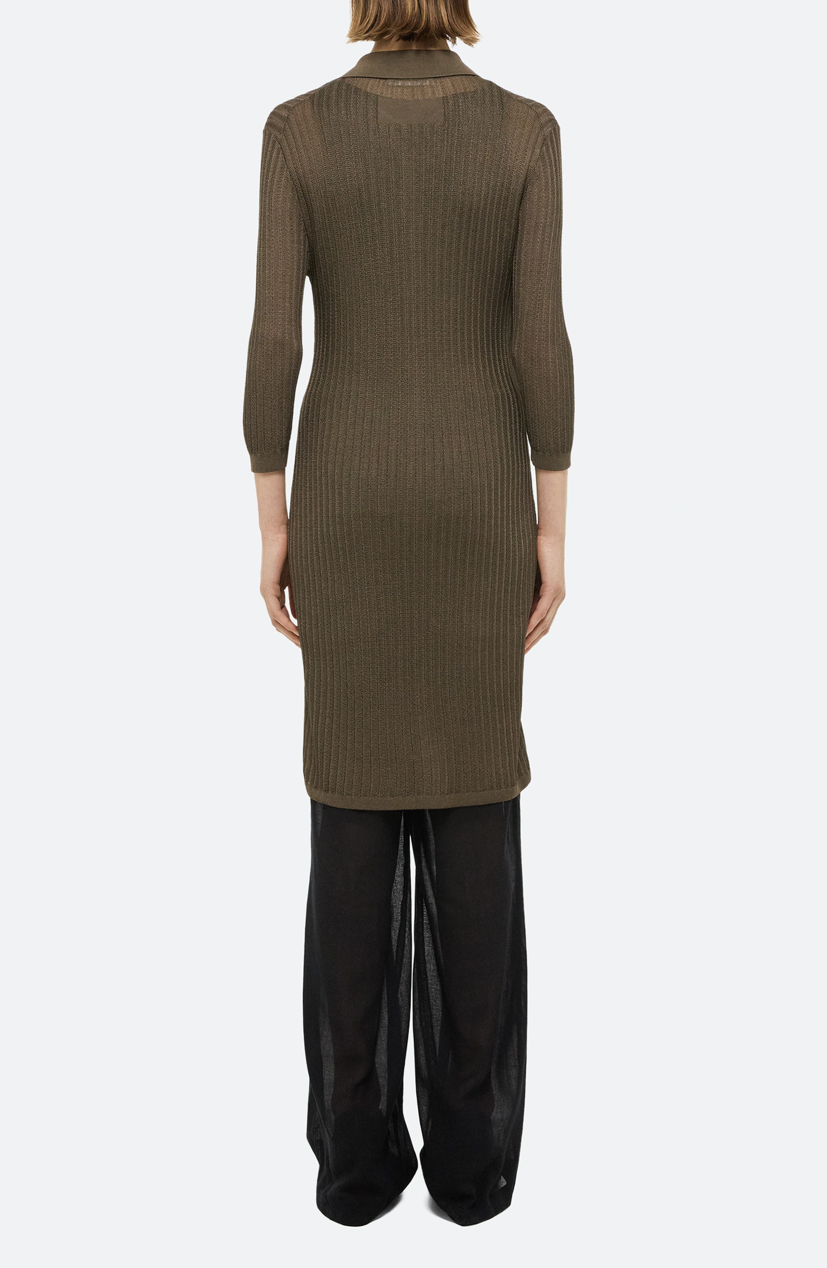 Helmut Lang Longline Pointelle Dress in Cognac at Nordstrom - 2