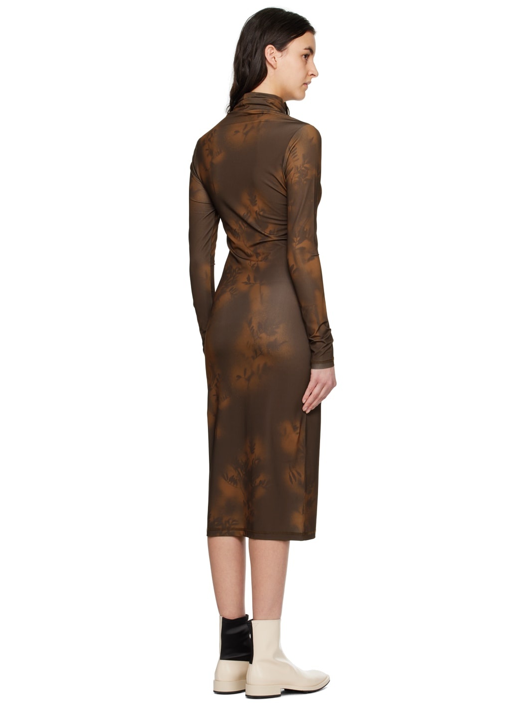 Brown Soril Print Midi Dress - 3