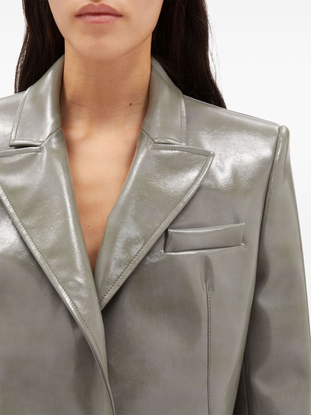 faux-leather blazer - 5