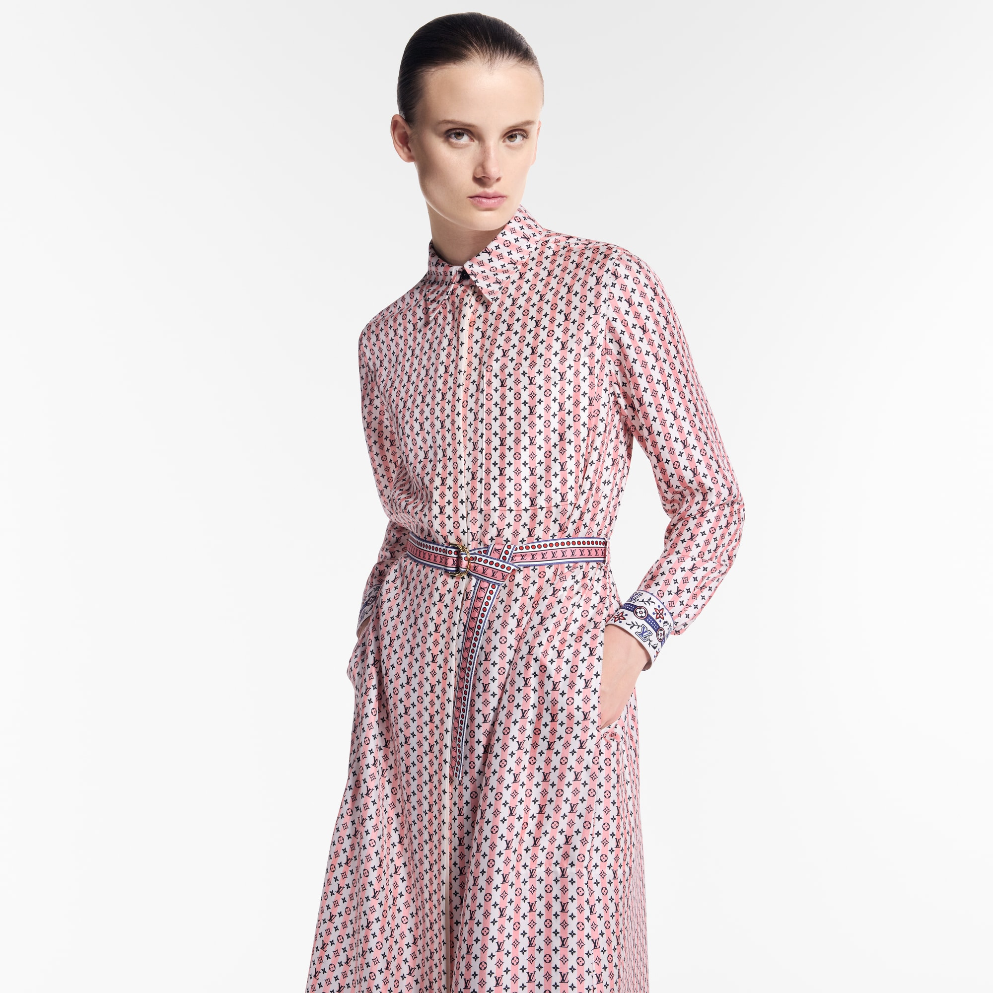 Scarf Print Shirt Dress - 2