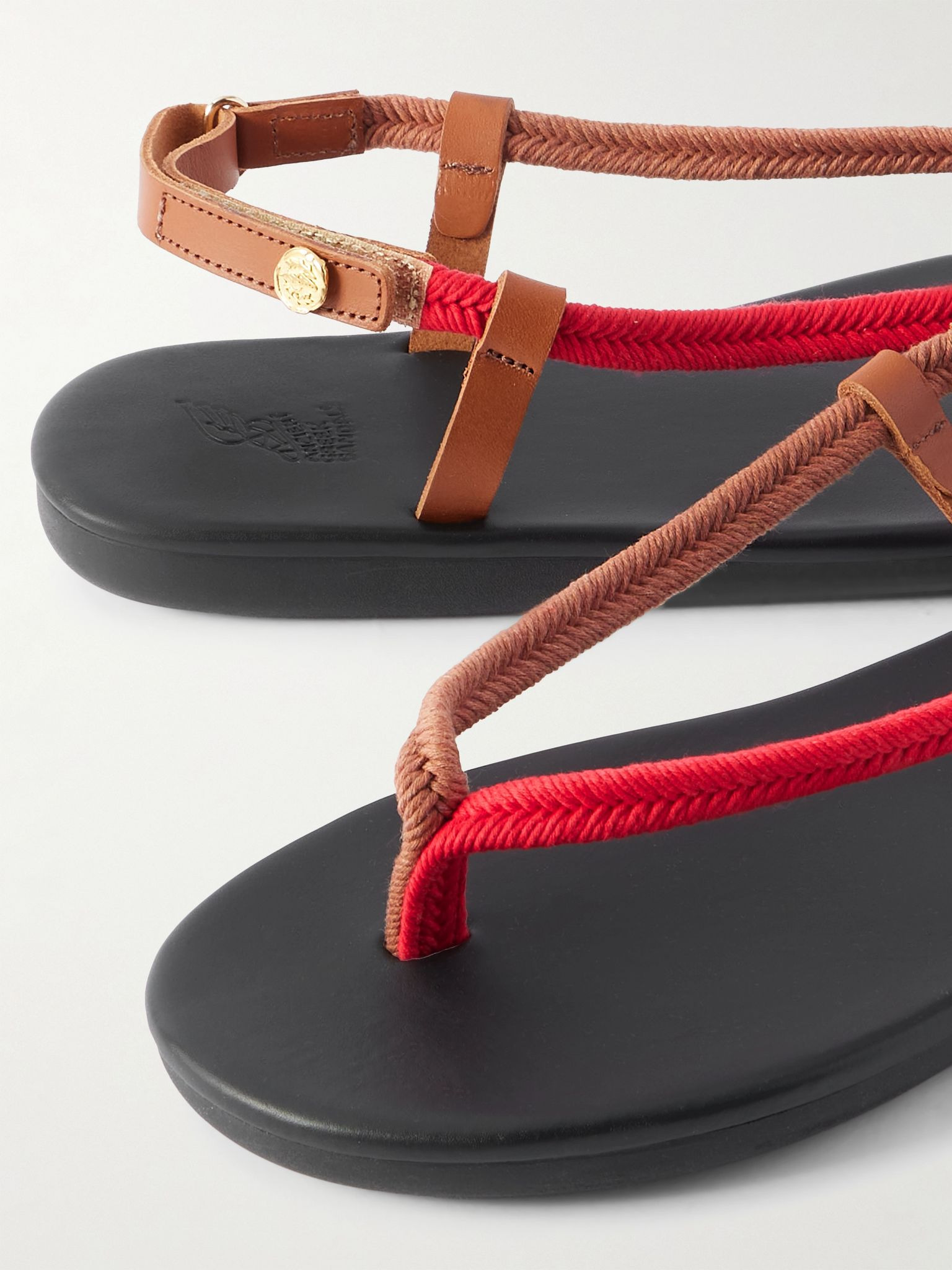 Zoi leather-trimmed braided cord sandals Red - 4