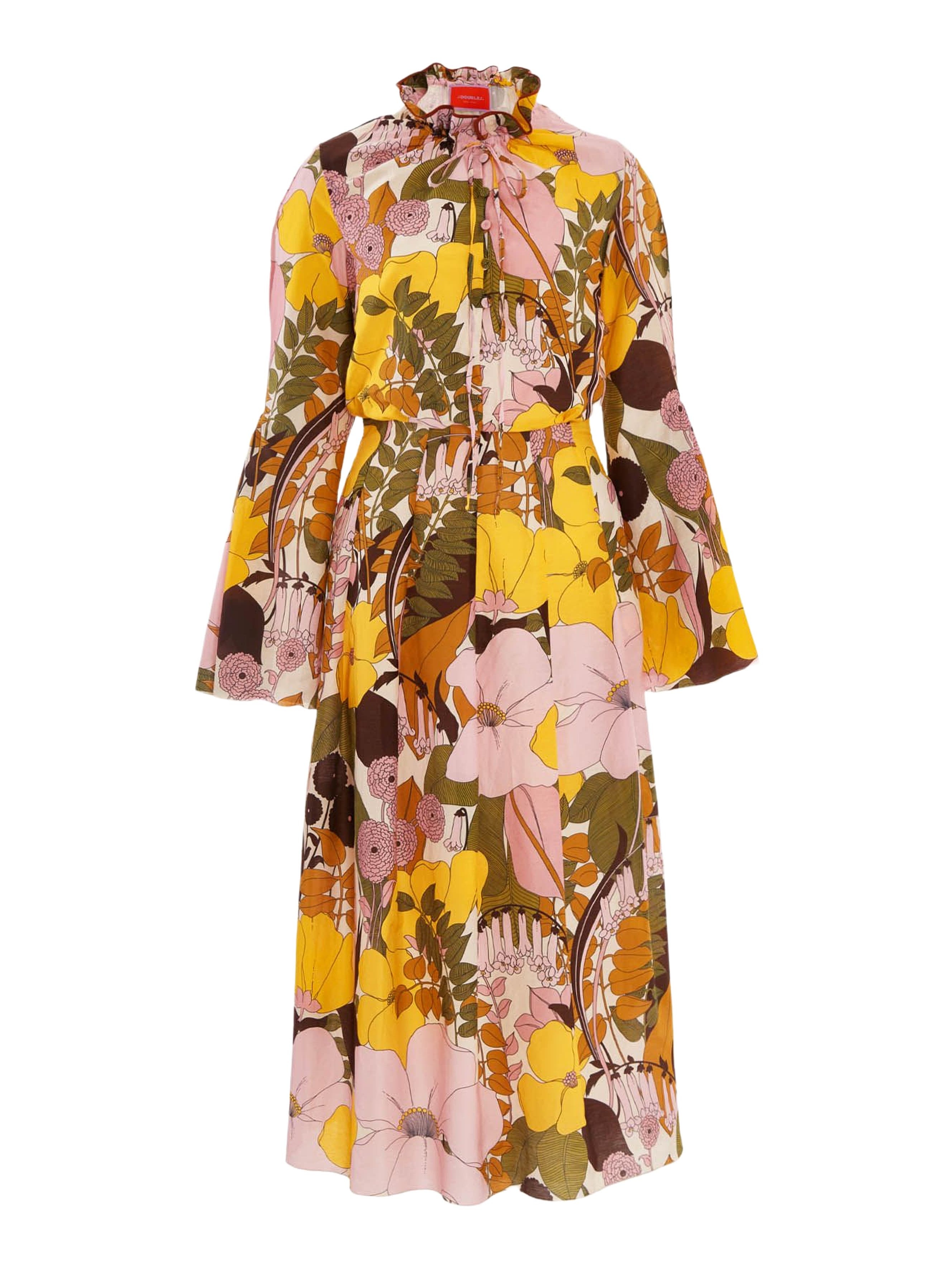La DoubleJ Casanova Midi Dress Big Flower Rose Pink at Nordstrom - 2