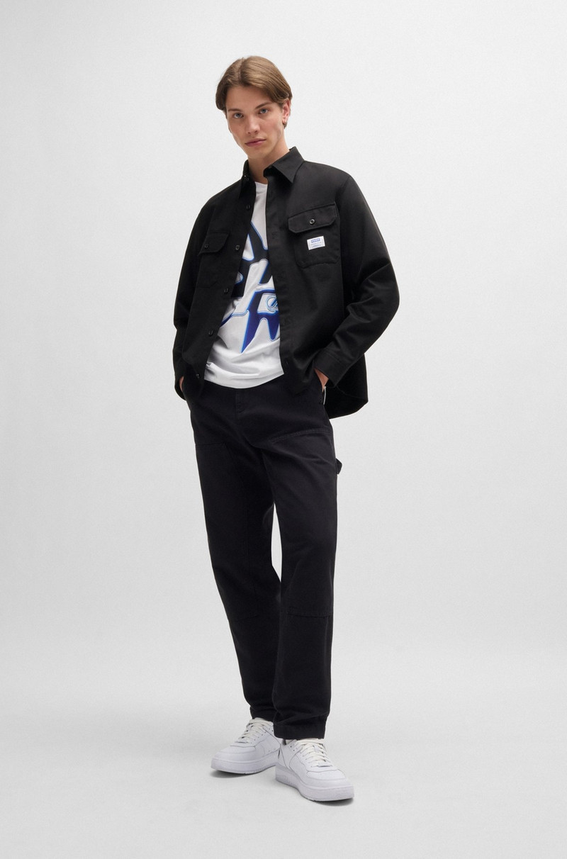 HUGO COTTON-TWILL SHIRT WITH LOGO LABEL outlook