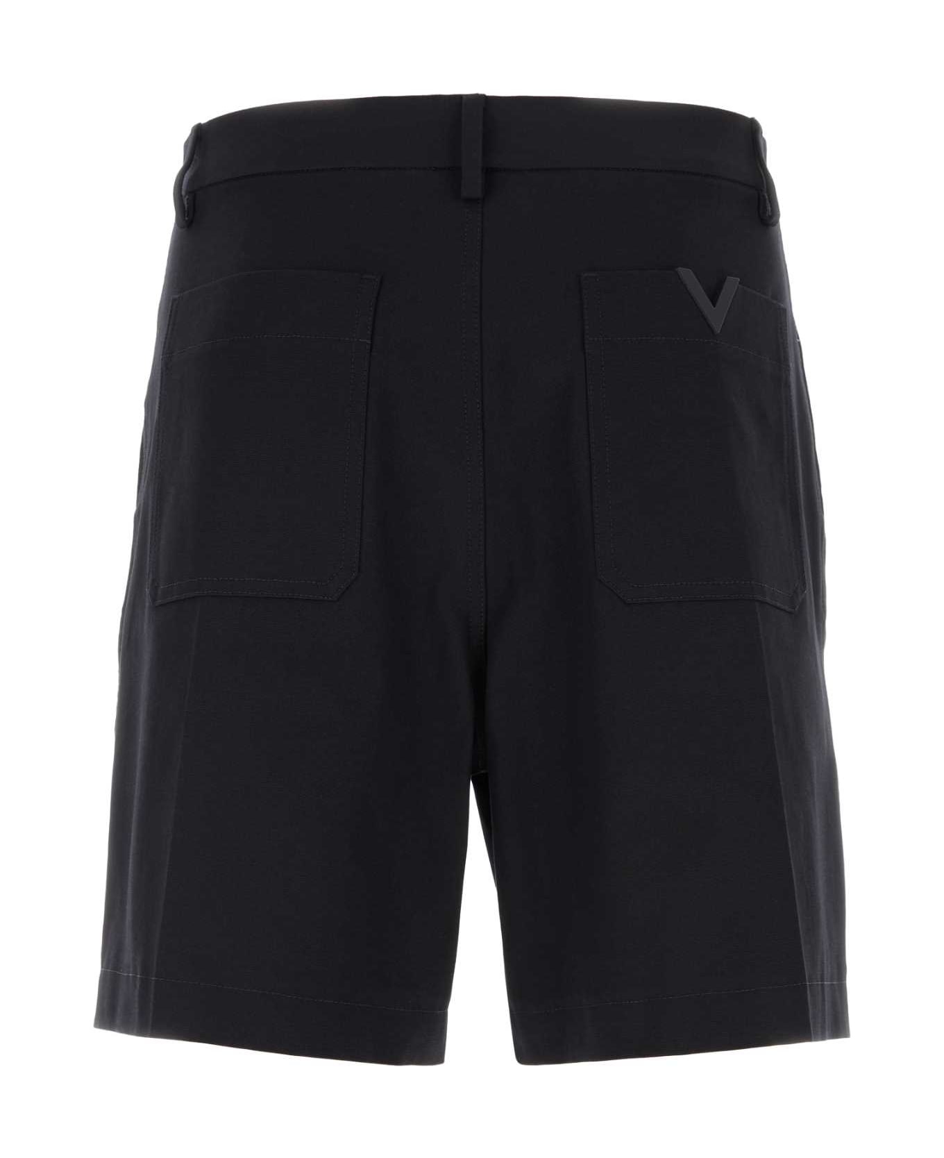 Midnight Blue Stretch Cotton Bermuda Shorts - 2